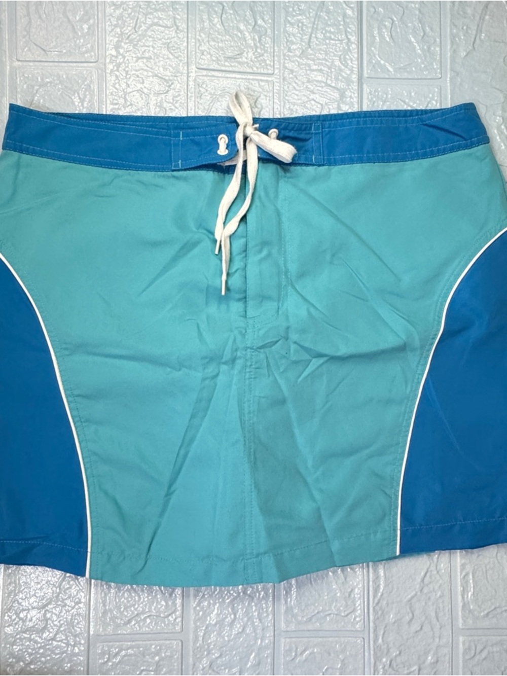 Women's Teal and Royal Blue Colorblock Board SKORTS with Drawstring Waist